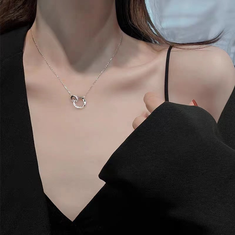 Micro-embellished Mobius interlocking clavicle necklace
