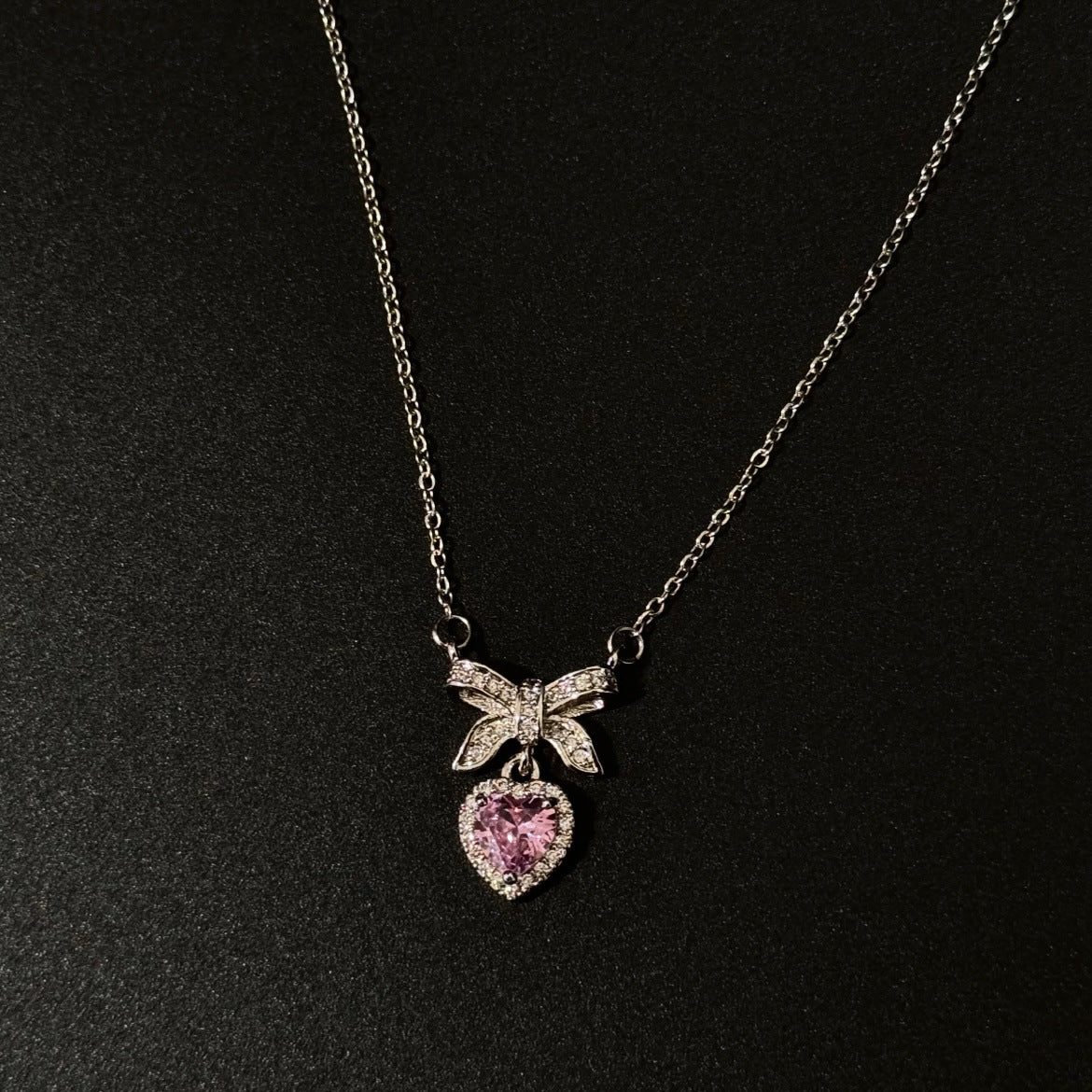 Women's pink heart necklace