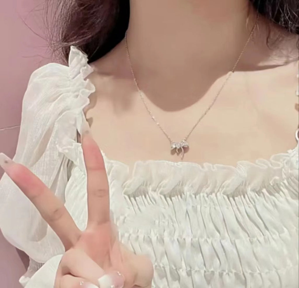 Love bow elegant luxury clavicle necklace