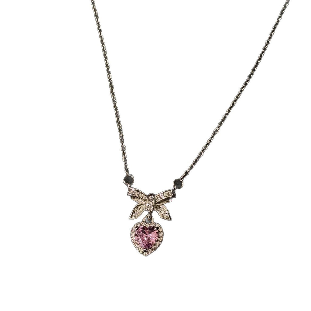 Women's pink heart necklace