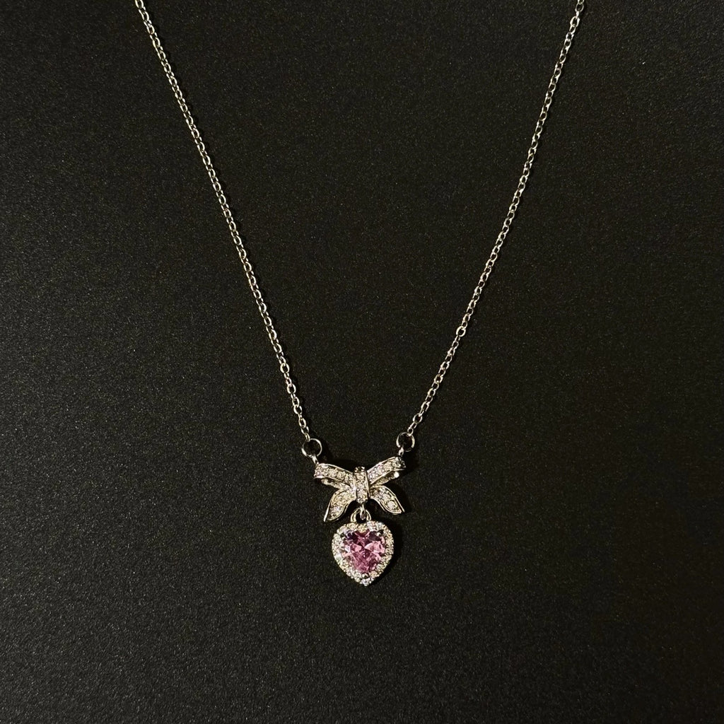 Women's pink heart necklace