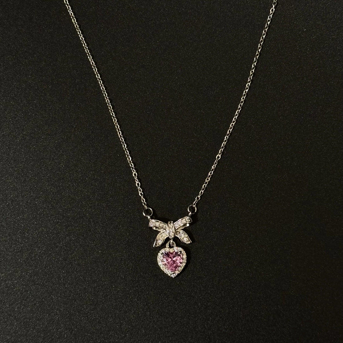 Women's pink heart necklace