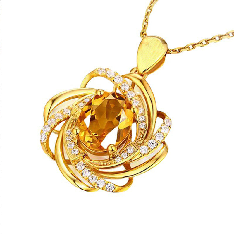 European and American fashion flower sapphire clavicle necklace accessories
