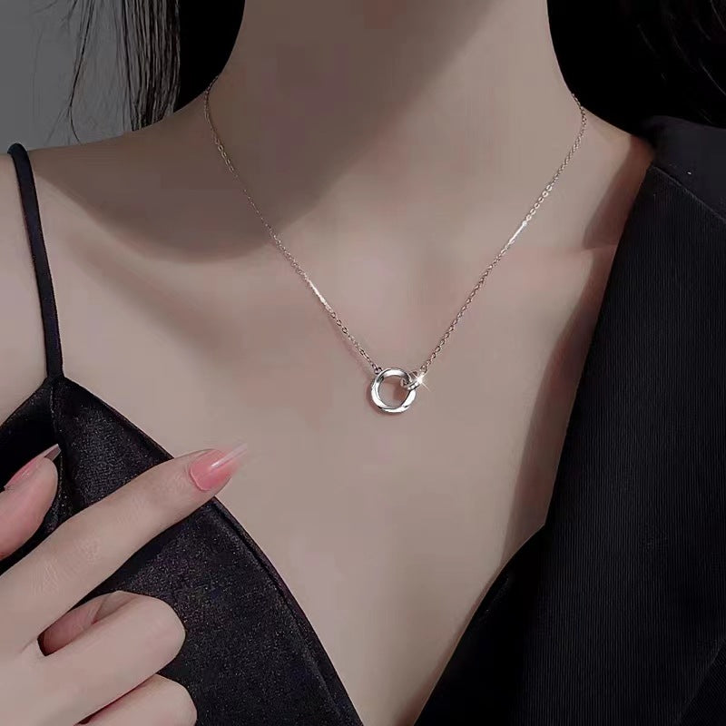 Micro-embellished Mobius interlocking clavicle necklace